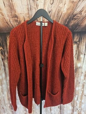 Carol Rose Red Open-Front Bouclé Sweater Cardigan
